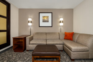 a living room with a couch and a coffee table