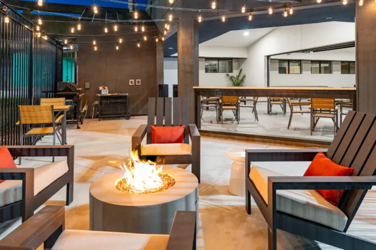 Relax by the fire pit at The Winslow, an ideal choice for pet friendly hotels in Oklahoma City.