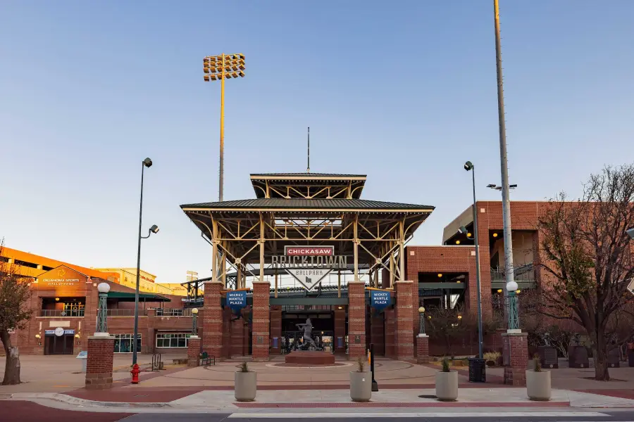 The entrance to Chickasaw Bricktown Ballpark is one of many fun things to do in Oklahoma City.